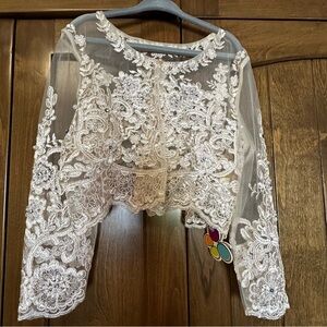 NWT Petite Adele Girls sheer lace cardigan